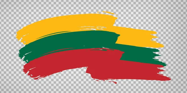 Flag of Lithuania, brush stroke background.  Waving Flag of Lithuania on tranparent backrgound for your web site design, logo, app, UI. Europe. EPS10. — Stock Vector