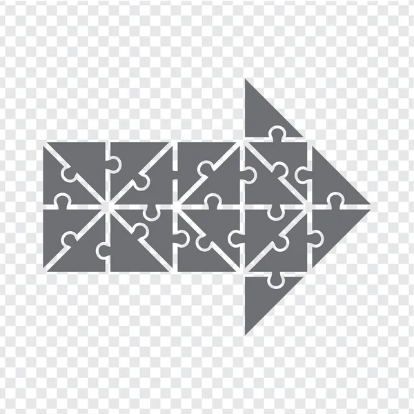 Puzzle polygonal icône simple en gris. Simple icône puzzle polygonal de vingt éléments sur fond transparent. Flèche. Illustration vectorielle EPS10 . — Image vectorielle
