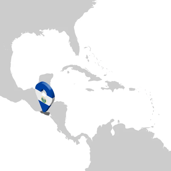 Mapa de Salvador en el mapa América Central. 3d República de El Salvador bandera mapa marcador ubicación pin. Mapa de alta calidad Salvador. Centroamérica. EPS10 . — Vector de stock
