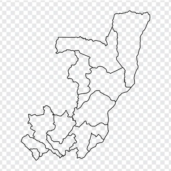 刚果共和国空白地图。 高质量的刚果地图与各省透明的背景为您的网站设计，标志，应用程序，Ui 。 非洲。 第10部分. — 图库矢量图片