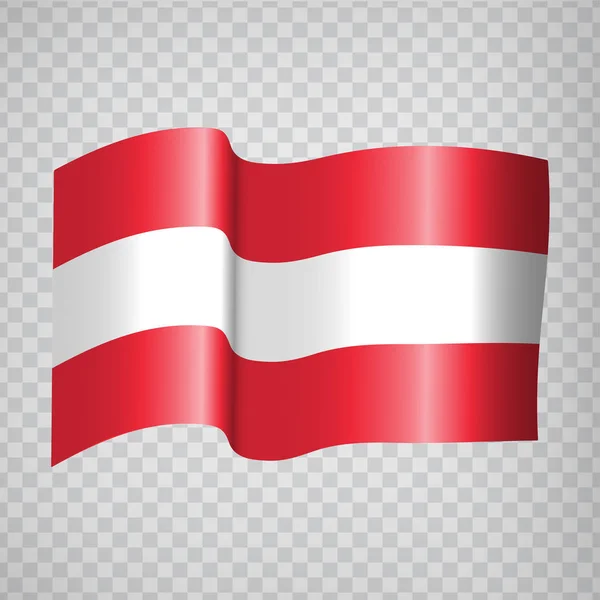 3D Realistik melambaikan Bendera Austria pada latar belakang transparan. Bendera Nasional Republik Austria untuk desain situs web, logo, aplikasi, UI. Eropa. EPS10 - Stok Vektor