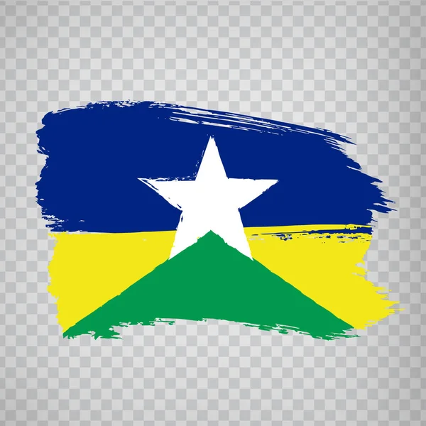 Bandera de Rondonia por pinceladas. República Federal de Brasil. Bandera Rondonia de Brasil sobre fondo transparente para el diseño de su sitio web, logotipo, aplicación, interfaz de usuario. Brasil. EPS10 . — Vector de stock