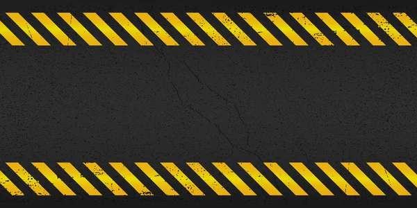 Rettangolo spogliato giallo su sfondo nero. Segnale di avvertimento vuoto. Sfondo di allarme. Modello. In costruzione. Illustrazione vettoriale EPS10 . — Vettoriale Stock