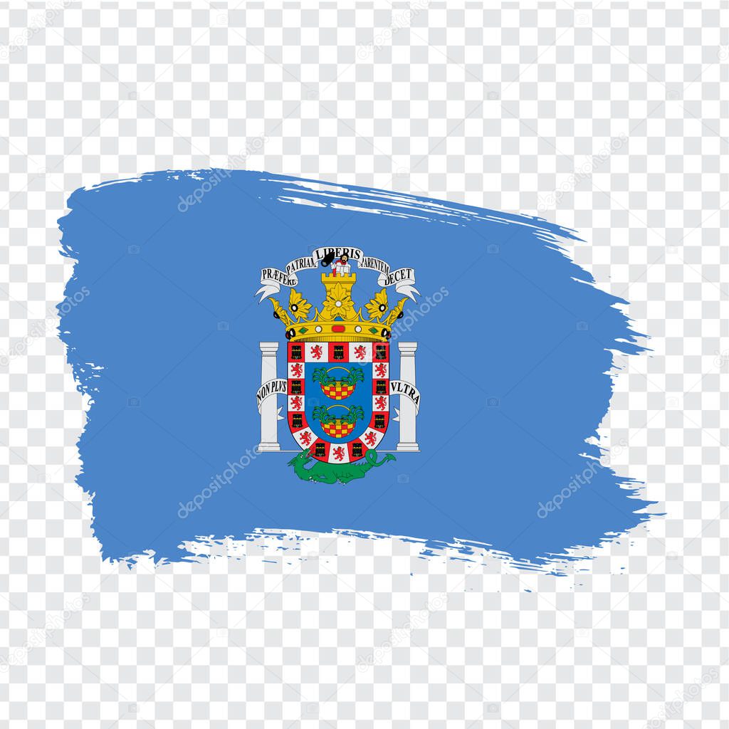 Flag of Melilla brush strokes. Flag Melilla of Spain on transparent background for your web site design, logo, app, UI. Kingdom of Spain. Stock vector.  EPS10.
