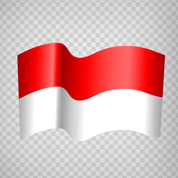 3D Realistic waving Flag of Indonesia on transparent background.  National Flag  Republic of Indonesia for your web site design, app, UI. Asia. EPS10. — Stock Vector