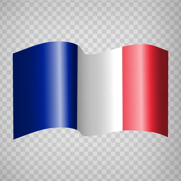 3D Realistic waving Flag of France on transparent background.  National Flag of French Republic for your web site design, app, UI. Europe. EPS10. — Stock Vector