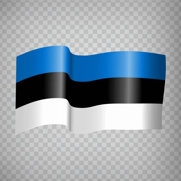 3d Realisztikus integető zászló Észtország átlátszó háttérrel. National Flag Republic of Estonia for your web site design, app, Ui. Európába. 10. rész. — Stock Vector