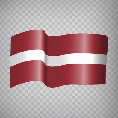 Şeffaf arkaplanda Letonya Bayrağı sallayan 3D Gerçekçi. Ulusal Letonya Cumhuriyeti web sitesi tasarımı, uygulaması, Ui. Avrupa. Bölüm 10.
