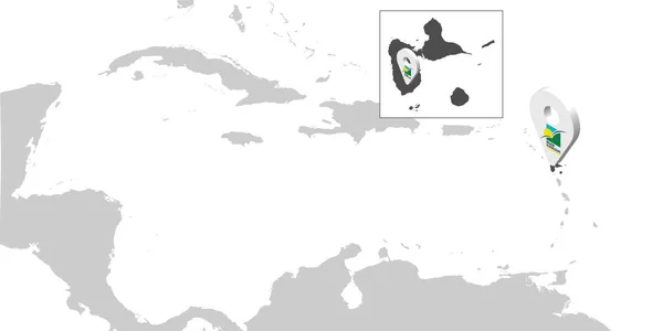 Mapa de ubicación Guadalupe en el mapa América Central. 3d Guadalupe bandera mapa marcador ubicación pin. Mapa de Guadalupe de alta calidad. Antillas. Centroamérica. En Francia. EPS10 . — Vector de stock