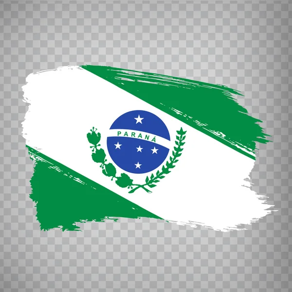 붓을 휘저은 파라나의 깃발. 브라질 연방 공화국. 브라질의 파라나를 여러분의 웹 사이트 디자인, 앱 , UI 의 투명 한 배경에 표시하 세요. 브라질. Eps10. — 스톡 벡터