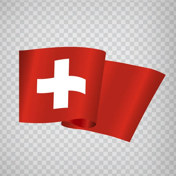 3d Ρεαλιστική κυματίζει σημαία της Ελβετίας σε διαφανές φόντο. Εθνική Σημαία της Ελβετίας για το σχεδιασμό της ιστοσελίδας σας, app, UI. Η Ευρώπη. Eps10. — Διανυσματικό Αρχείο