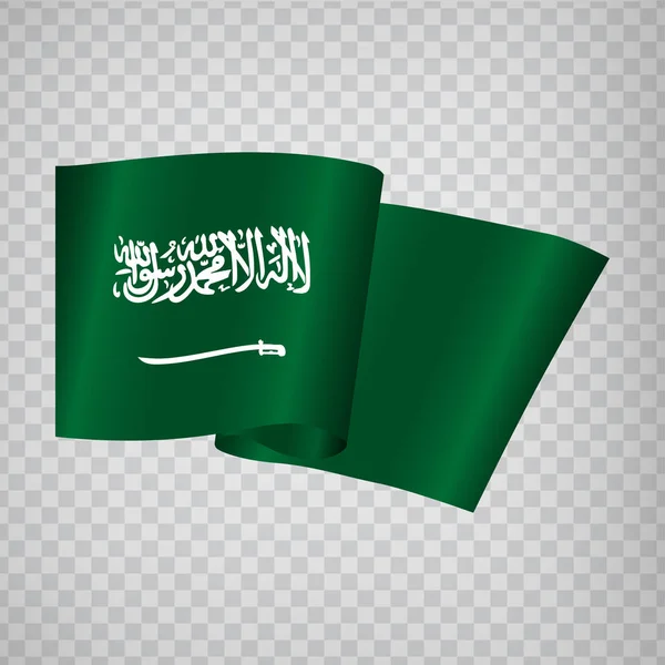 3D Realistik melambaikan Bendera Arab Saudi pada latar belakang transparan. Bendera Nasional Kerajaan Arab Saudi untuk desain situs web, aplikasi, UI. Asia. EPS10 . - Stok Vektor