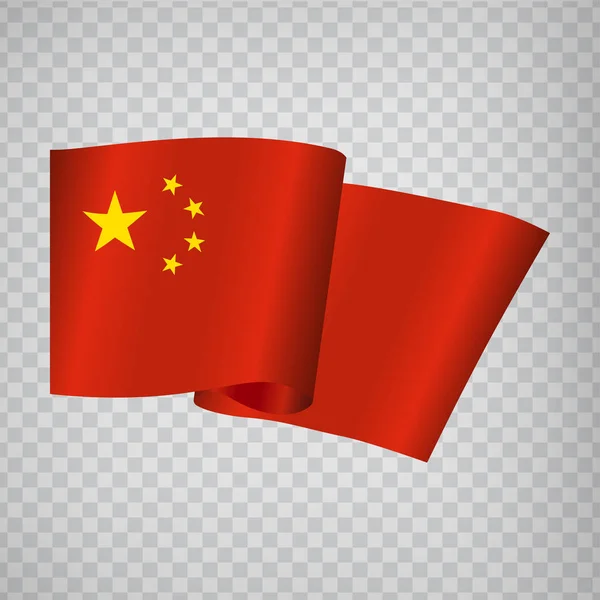 Realistiska Viftande Flagga Kina Transparent Bakgrund National Flag Folkrepubliken Kina — Stock vektor