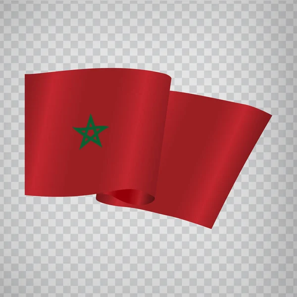 Realistyczne Machanie Flagą Królestwa Maroka Przejrzystym Tle Flaga Narodowa Maroka — Wektor stockowy