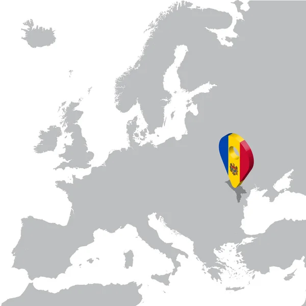 Moldovai Köztársaság Elhelyezkedés Térképen Európa Moldova Zászló Térkép Marker Helyét — Stock Vector