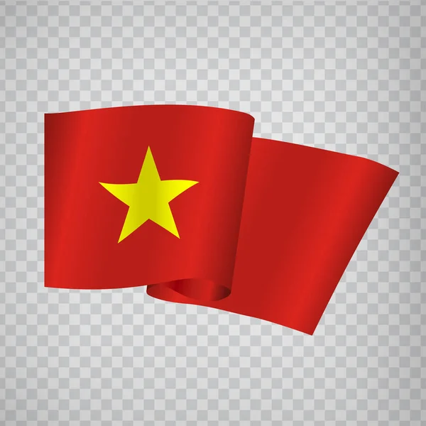 Drapeau Agitation Réaliste Vietnam Sur Fond Transparent Drapeau National République — Image vectorielle
