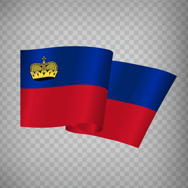 Realisztikus Integetés Liechtenstein Zászlója Átlátszó Háttérrel National Flag Principality Lichtenstein — Stock Vector