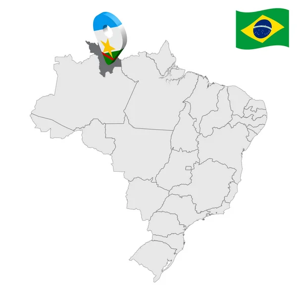 Ubicación Roraima Mapa Brazil Roraima Signo Ubicación Similar Bandera Roraima — Vector de stock