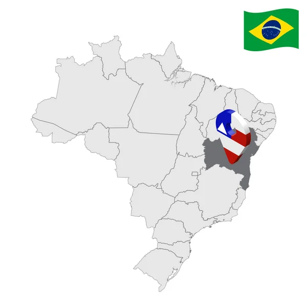 Umístění Bahia Mapě Brazílie Bahia Umístění Značka Podobná Vlajce Bahia — Stockový vektor