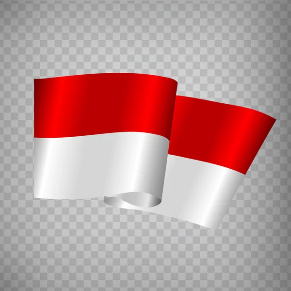 Bandera Ondeante Realista Indonesia Sobre Fondo Transparente Bandera Nacional Indonesia — Vector de stock