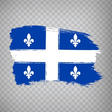Quebec fırça darbeleri bayrağı. Kanada 'nın Flag Quebec Eyaleti internet sitesi tasarımı, logosu, uygulaması, UI için şeffaf arka plan üzerinde. Kanada mı? Stok vektörü.  