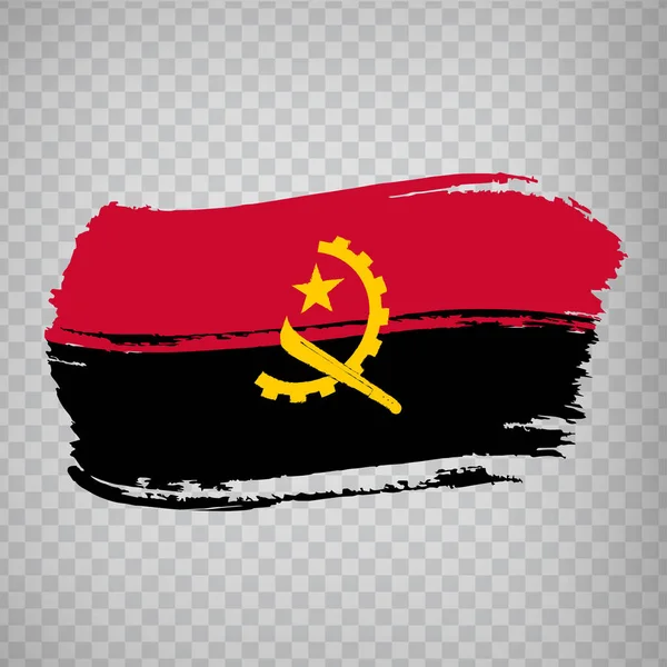 Bandera Angola Pinceladas Bandera Republic Angola Sobre Fondo Transparente Para — Vector de stock
