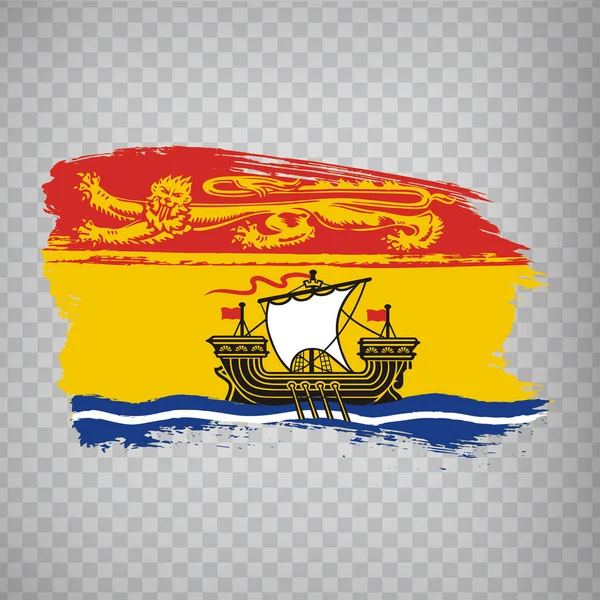 New Brunswick Ecsetvonások Zászlaja Flagnew Brunswick Tartomány Kanada Átlátszó Háttérrel — Stock Vector