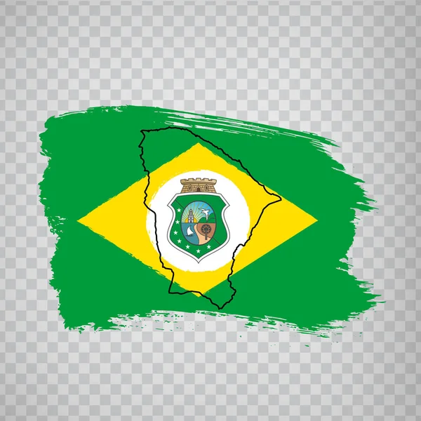 Bandera Ceara Pinceladas Mapa Blanco Ceara República Federal Brasil Mapa — Archivo Imágenes Vectoriales