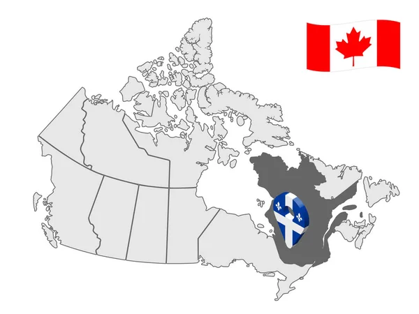 Расположение Квебека Карте Канада Quebec Location Sign Флаг Провинции Квебек — стоковый вектор