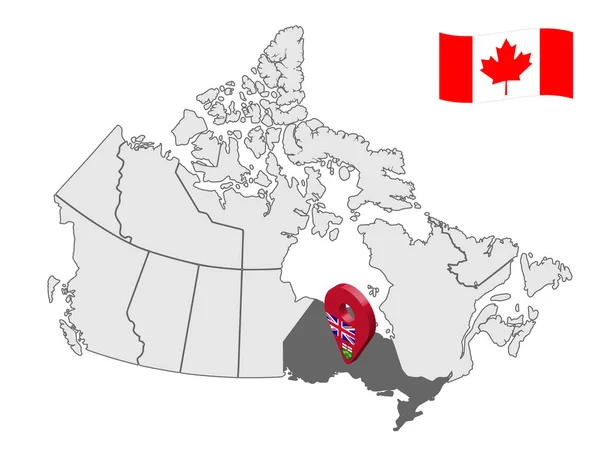 Localisation Ontario Sur Carte Canada Panneau Localisation Ontario Drapeau Province — Image vectorielle