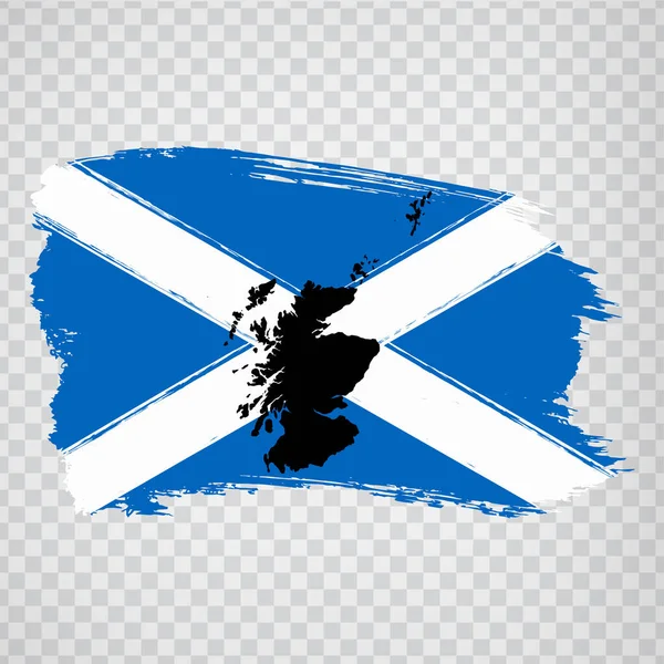 Σημαία Της Σκωτίας Από Πινελιές Κενό Χάρτη Της Σκωτίας Μεγάλη — Διανυσματικό Αρχείο