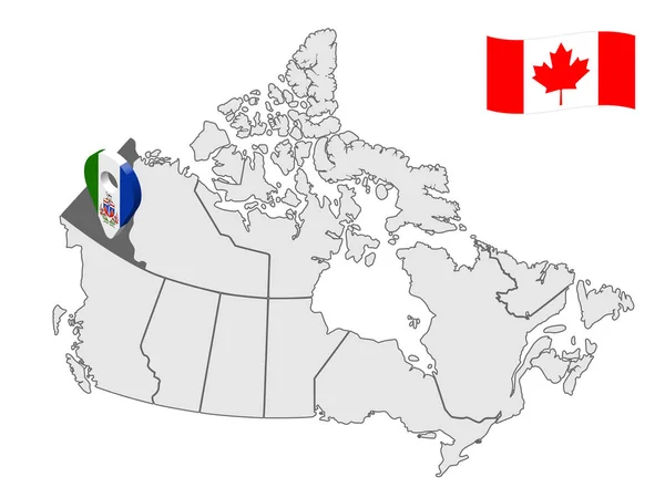 Lokalizacja Yukon Mapie Kanada Znak Lokalizacji Yukon Flaga Jukonu Mapa — Wektor stockowy