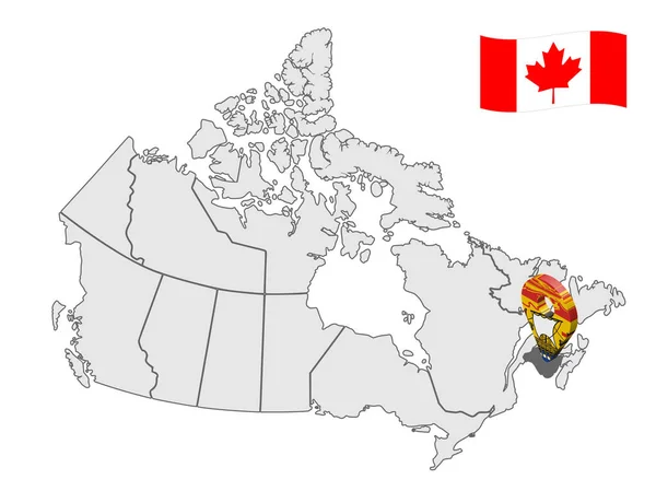 Lokalizacja New Brunswick Mapie Kanada Nowy Brunszwik Znak Lokalizacji Flaga — Wektor stockowy