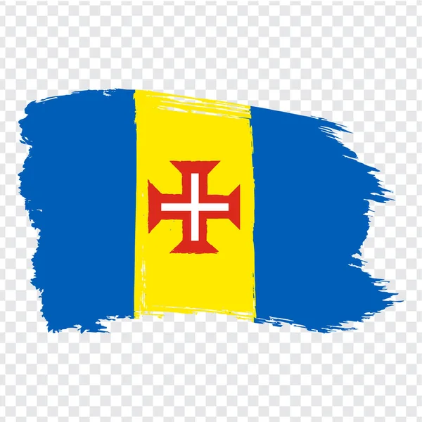 Fahne Von Madeira Pinselstriche Flagge Madeira Von Portugal Auf Transparentem — Stockvektor