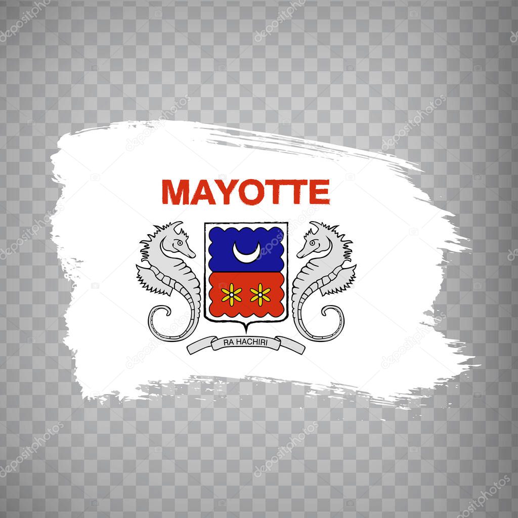 Flag of Mayotte brush strokes. Flag Mayotte of France on transparent background for your web site design, app, UI. Africa. Stock vector.  EPS10.