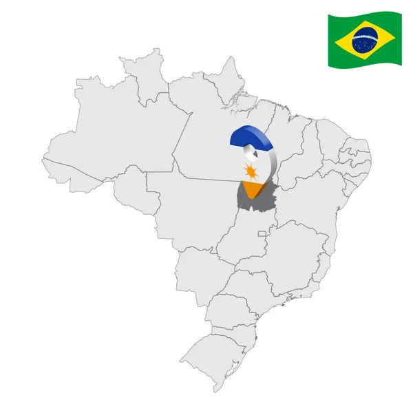 Lage Von Tocantins Auf Der Karte Brasilien Tocantins Ortsschild Flagge — Stockvektor