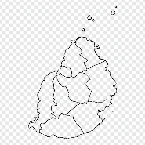 モーリシャスの空白の地図 高品質の地図モーリシャス共和国あなたのウェブサイトのデザイン アプリ Uiのための透明な背景に州と アフリカ Eps — ストックベクタ