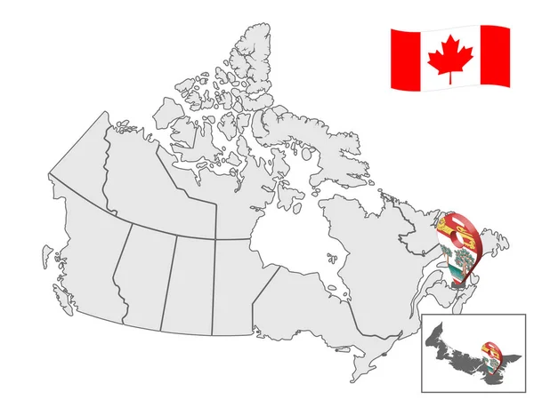 Prins Edvard Island Kartan Kanada Prince Edward Island Lokaliseringsskylt Flagga — Stock vektor