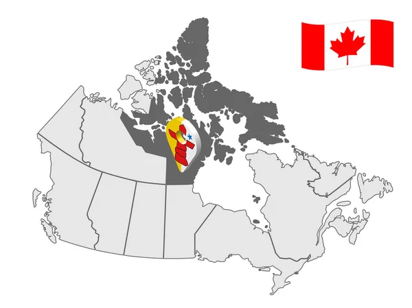 Lokalizacja Nunavut Mapie Kanada Znak Lokalizacji Nunavut Terytorium Flaga Nunavut — Wektor stockowy