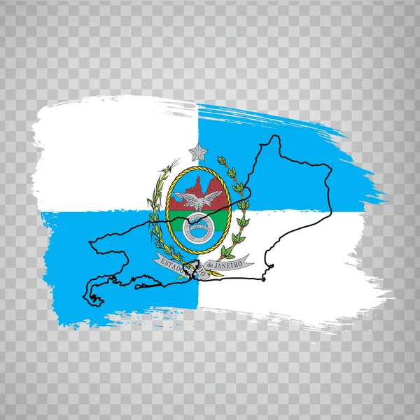 Bandera Río Janeiro Por Pinceladas Mapa Blanco Río Janeiro República — Vector de stock