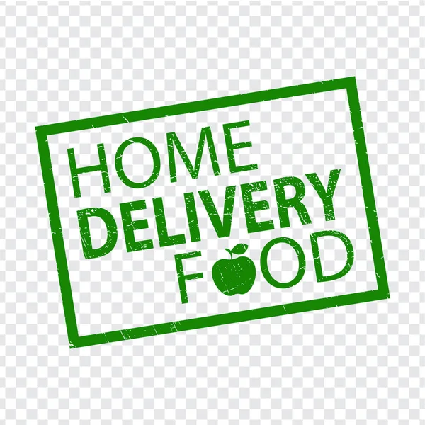 Штамп Home Delivery Food Зеленим Домашня Доставка Гранжева Гумова Марка — стоковий вектор