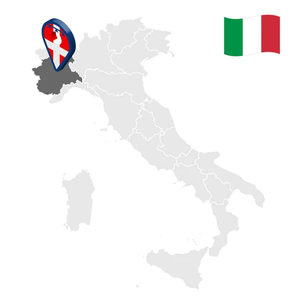 Ubicación Piamonte Mapa Italia Piamonte Signo Ubicación Similar Bandera Piamonte — Vector de stock