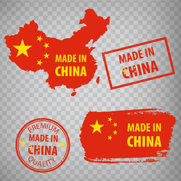 Made China Gumibélyegző Ikon Elszigetelt Átlátszó Háttérrel Kínai Népköztársaságban Gyártott — Stock Vector
