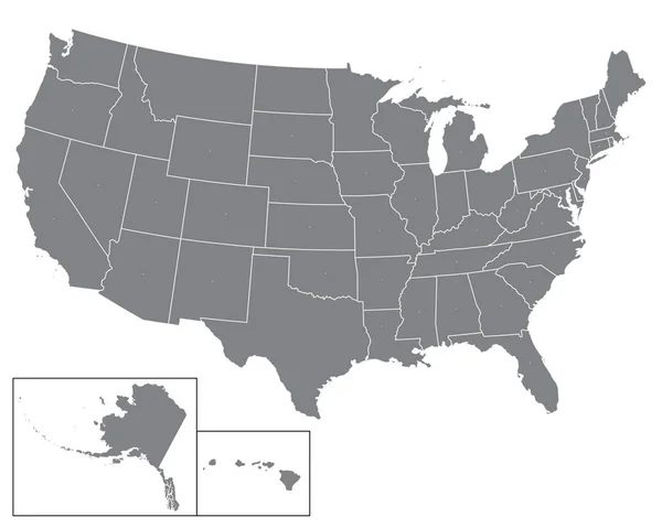 Mapa Blanco Usa Estados Unidos América Mapa Estados Unidos Mapa — Vector de stock