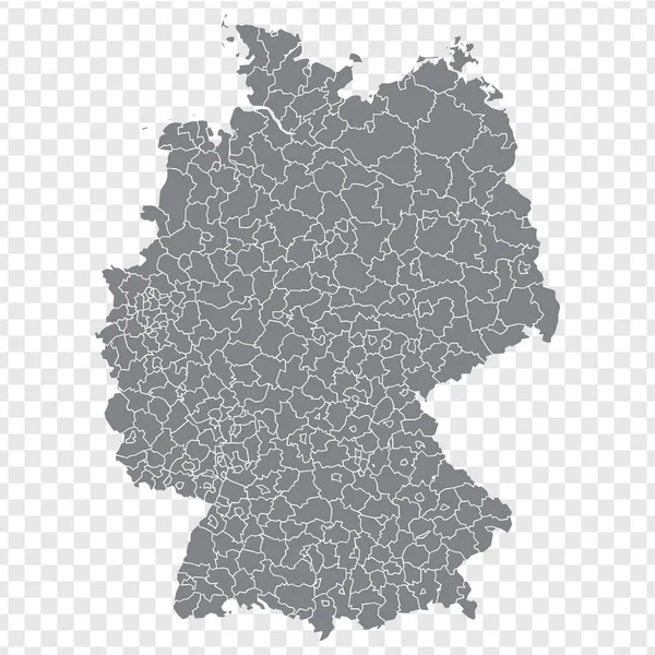 德国空白地图 德国各地区地图 在透明的背景上为您的网站设计 应用程序 用户界面提供德国的高细节灰度向量图 Eps10 — 图库矢量图片