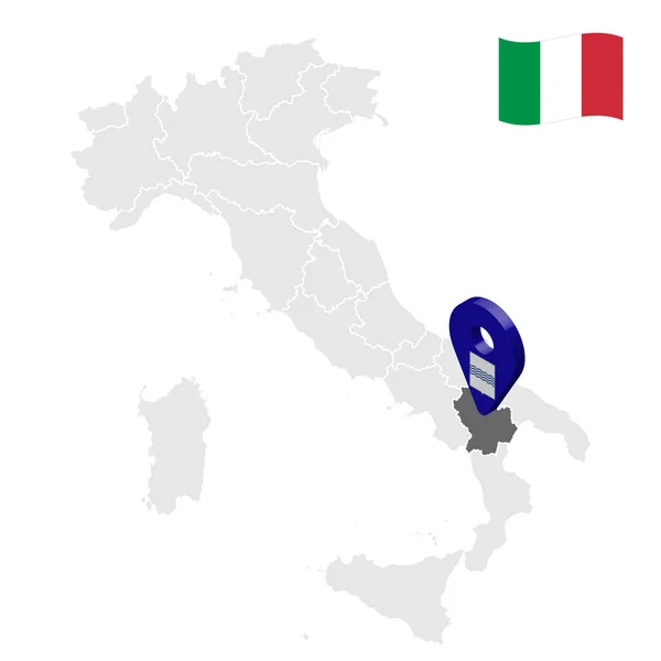 Localizzazione Regione Basilica Sulla Mappa Italia Basilica Posizione Segno Mappa — Vettoriale Stock