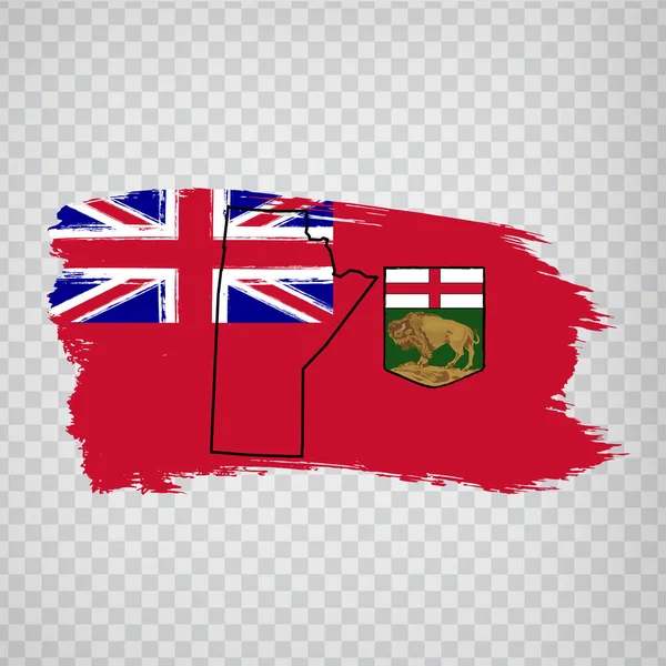 Drapeau Manitoba Par Coups Pinceau Carte Vierge Manitoba Canada Carte — Image vectorielle