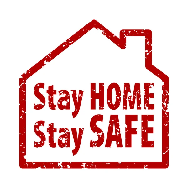 Stay Home Stay Stay Safe Règle Tampon Carré Caoutchouc Rouge — Image vectorielle