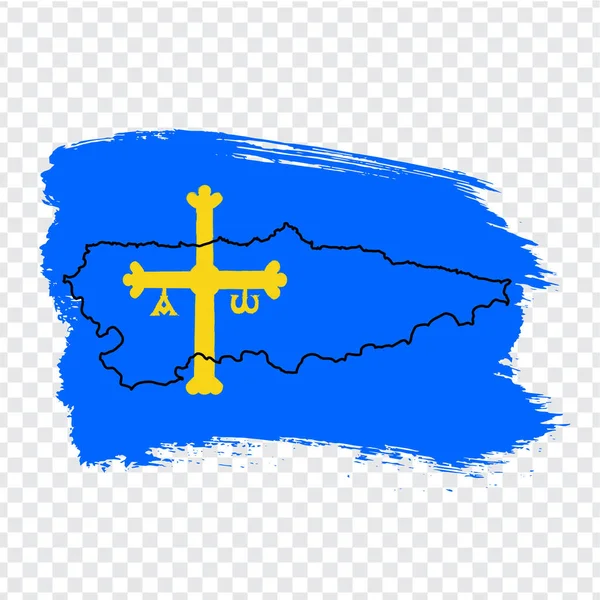 Flagge Von Asturien Von Pinselstrichen Leere Landkarte Von Asturien Königreich — Stockvektor