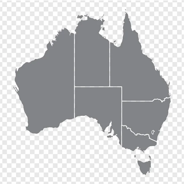 Czysta Mapa Australii Mapa Australijskich Państw Wysoka Szczegółowa Szara Mapa — Wektor stockowy